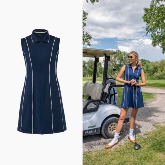Tuckernuck TNuck Sport Dress Roxana Quarter Zip Golf Tennis in Navy - Picture 2 of 9